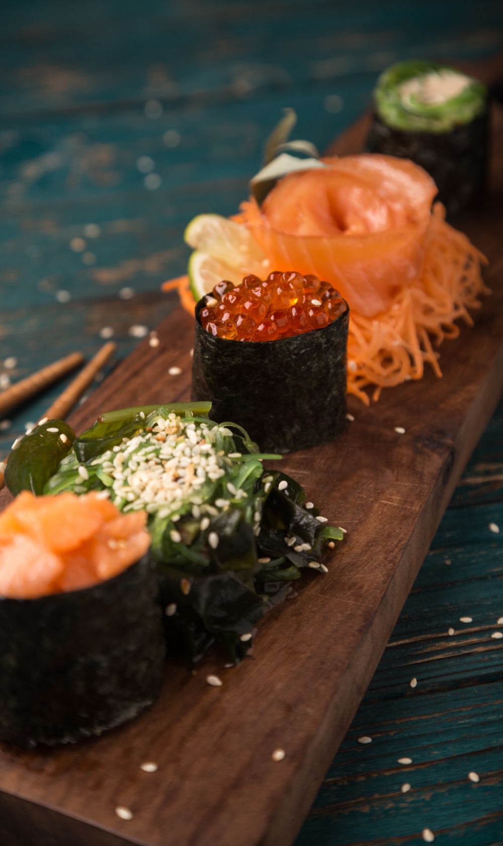 sushi set on a wooden tray xpr7f7r.jpg